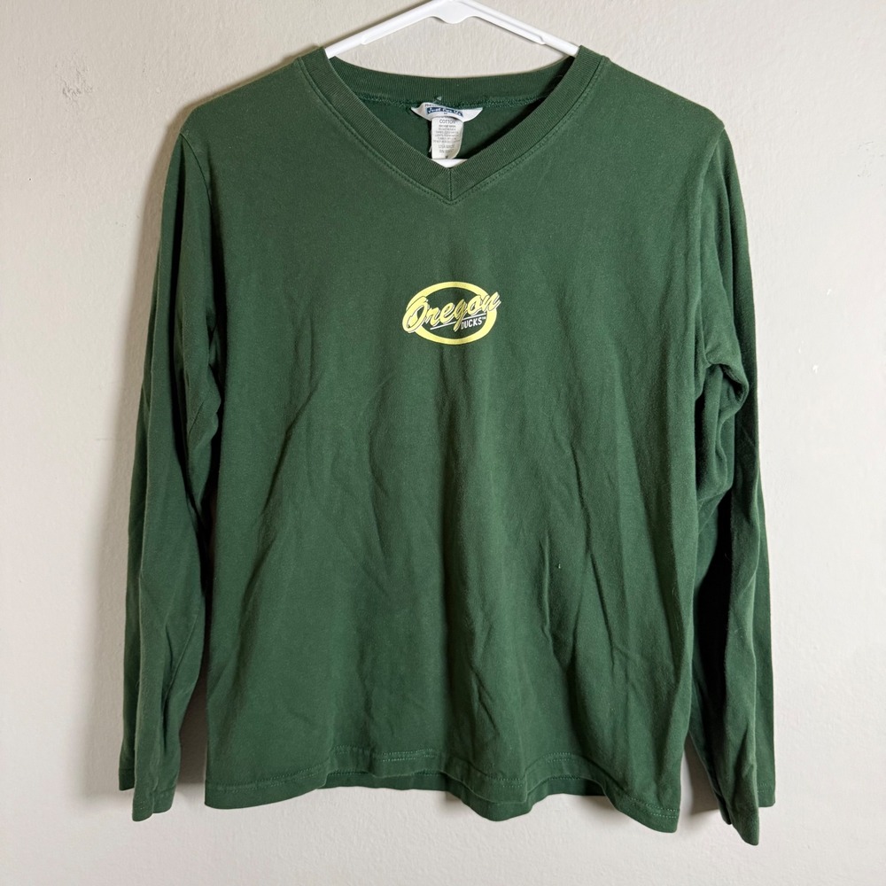 The‎ Cotton Exchange Oregon Ducks V-Neck Long Sleeve Tee Green Womens Medium USA